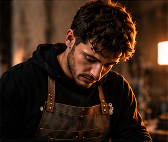 Portrait d'Adam Pinsault dans son atelier